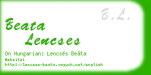beata lencses business card