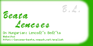 beata lencses business card